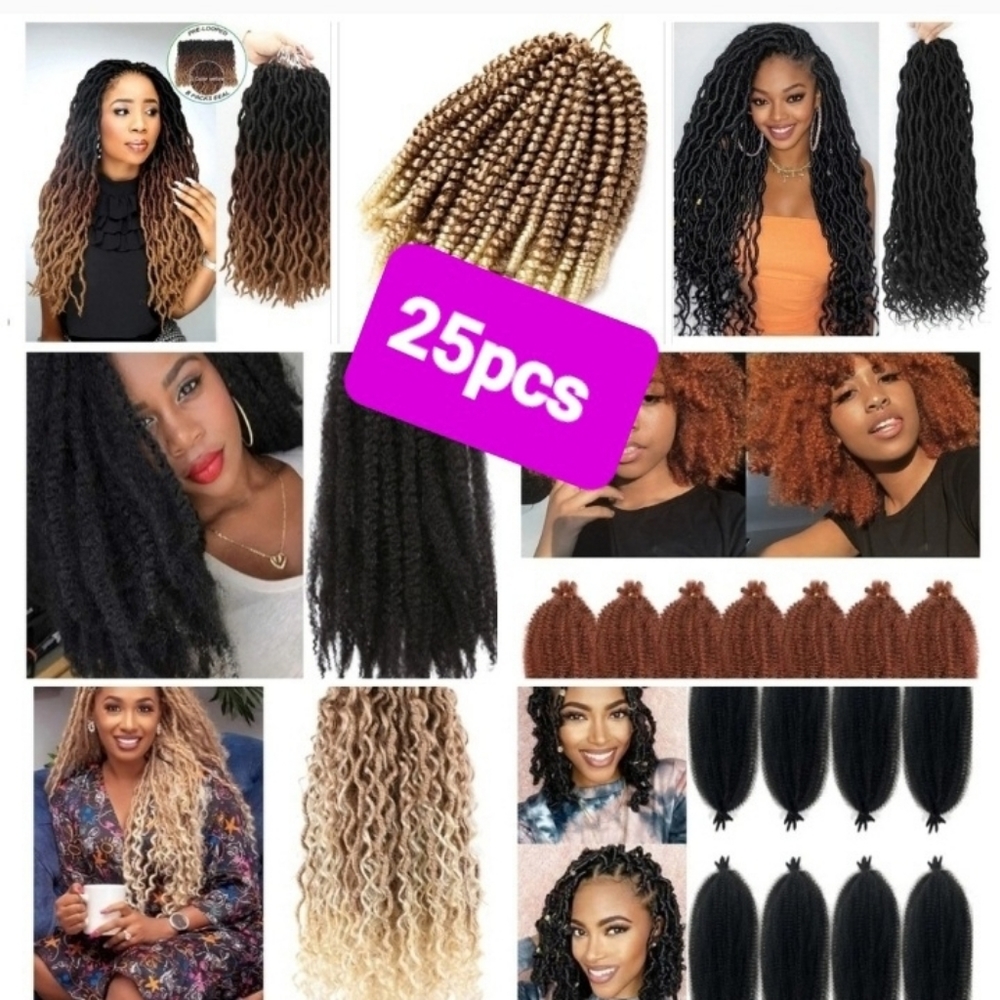 COPY - HAIR BUNDLE & RACK! FAUX LOCS & MARLEY  SYNTHETIC HAIR, OMBRE, BOHEMIAN